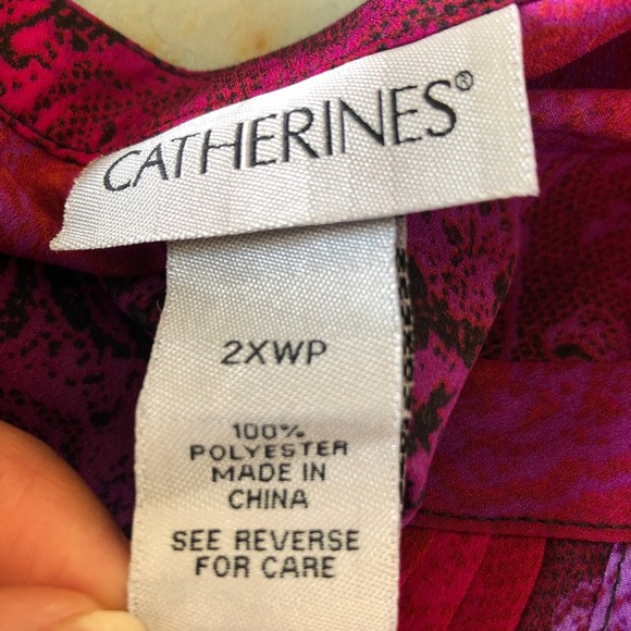 NWT Catherines 2XWP Petite Blouse Top Pink Purple V Neck Longs-sleeve Womens - Picture 12 of 16